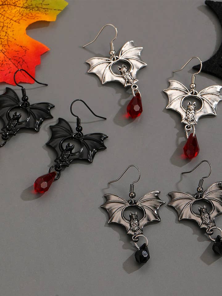 Gothic Punk Zwarte Vleermuis Halloween Oorbellen ZK3513 voor wholesale door UNISHE
