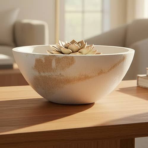 Concrete Artisan Bowl • Gold accent for wholesale by Wind + Willow Co.