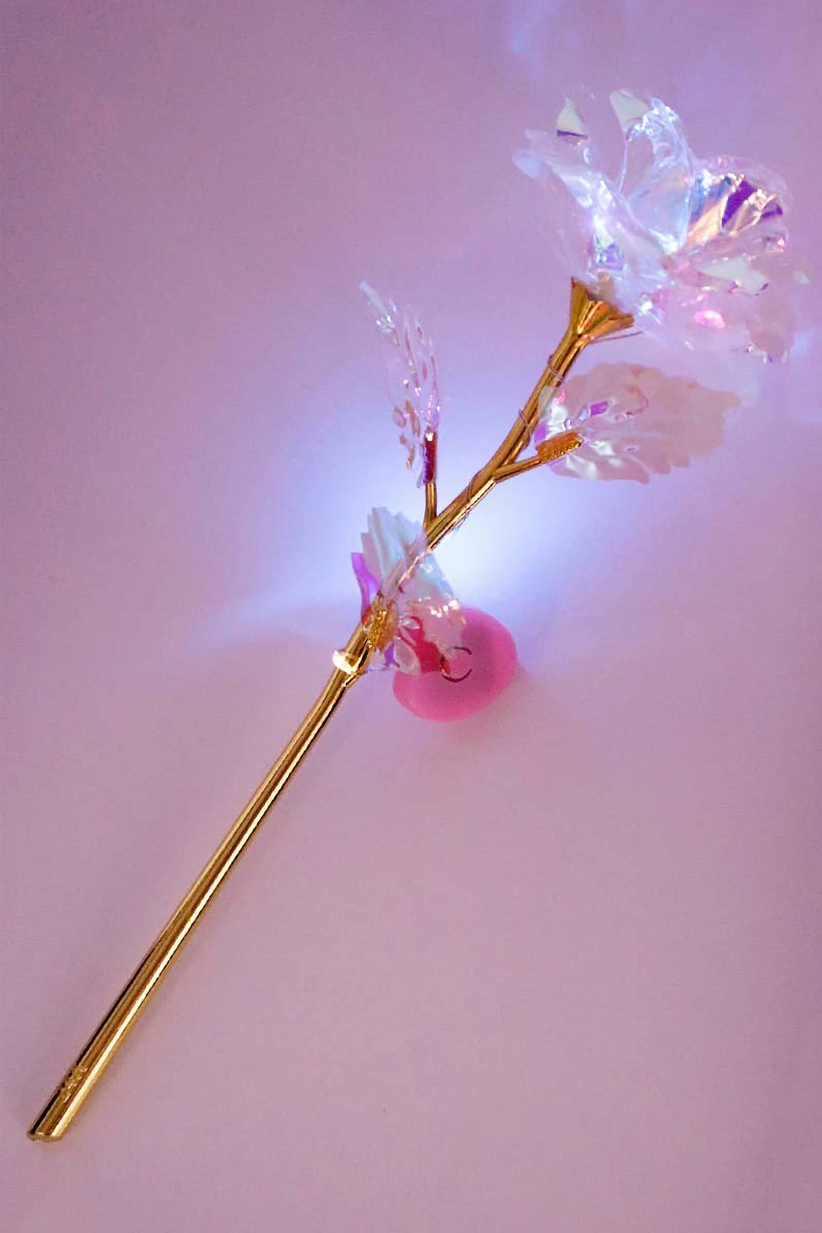 Cap Zone - Wholesale Artificial flowers - Holographic Led Light-up Gold Galaxy Rose Gift Box4