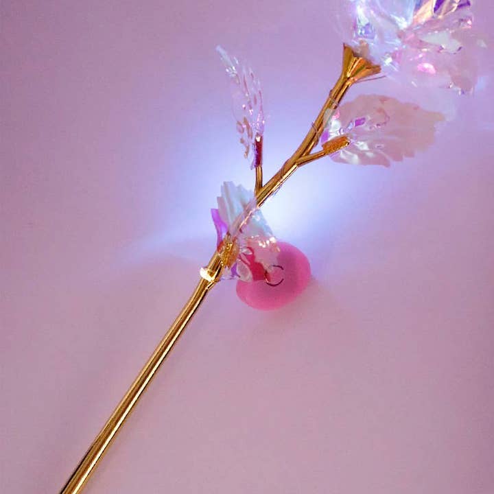 Cap Zone - Wholesale Artificial flowers - Holographic Led Light-up Gold Galaxy Rose Gift Box4