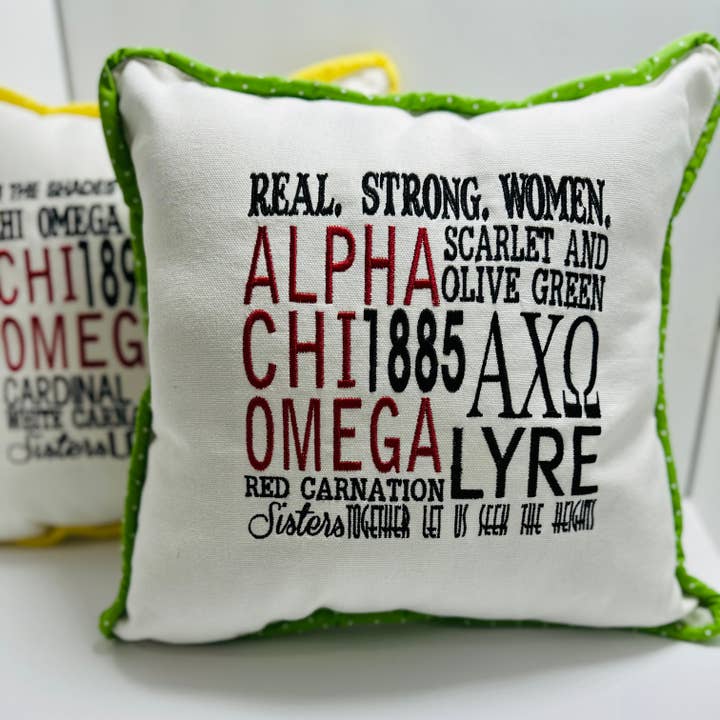 Sorority Information Pillow for wholesale by Simply Sisters