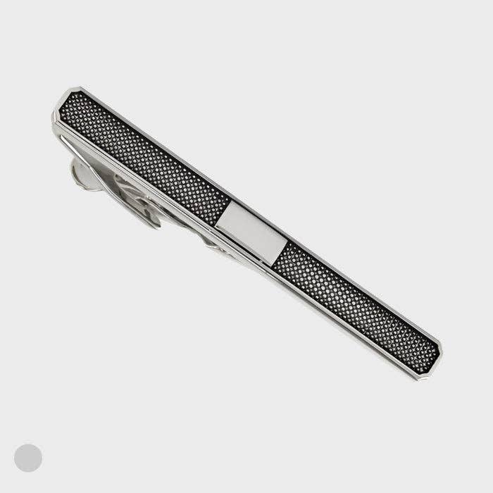 Sophos – wholesale Tie clip – Men’s – Rhodium Finish Hash Rectangle Centre Tie Bar0