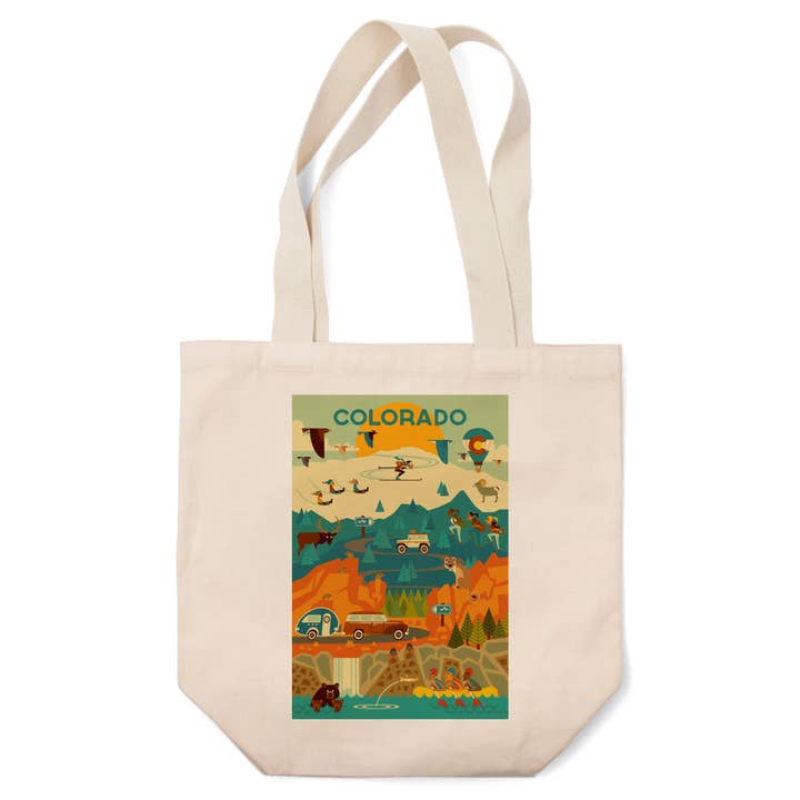 BORSE TOTE ORGANICHE Geometriche dello Stato del Colorado per la vendita all'ingrosso da parte di Lantern Press
