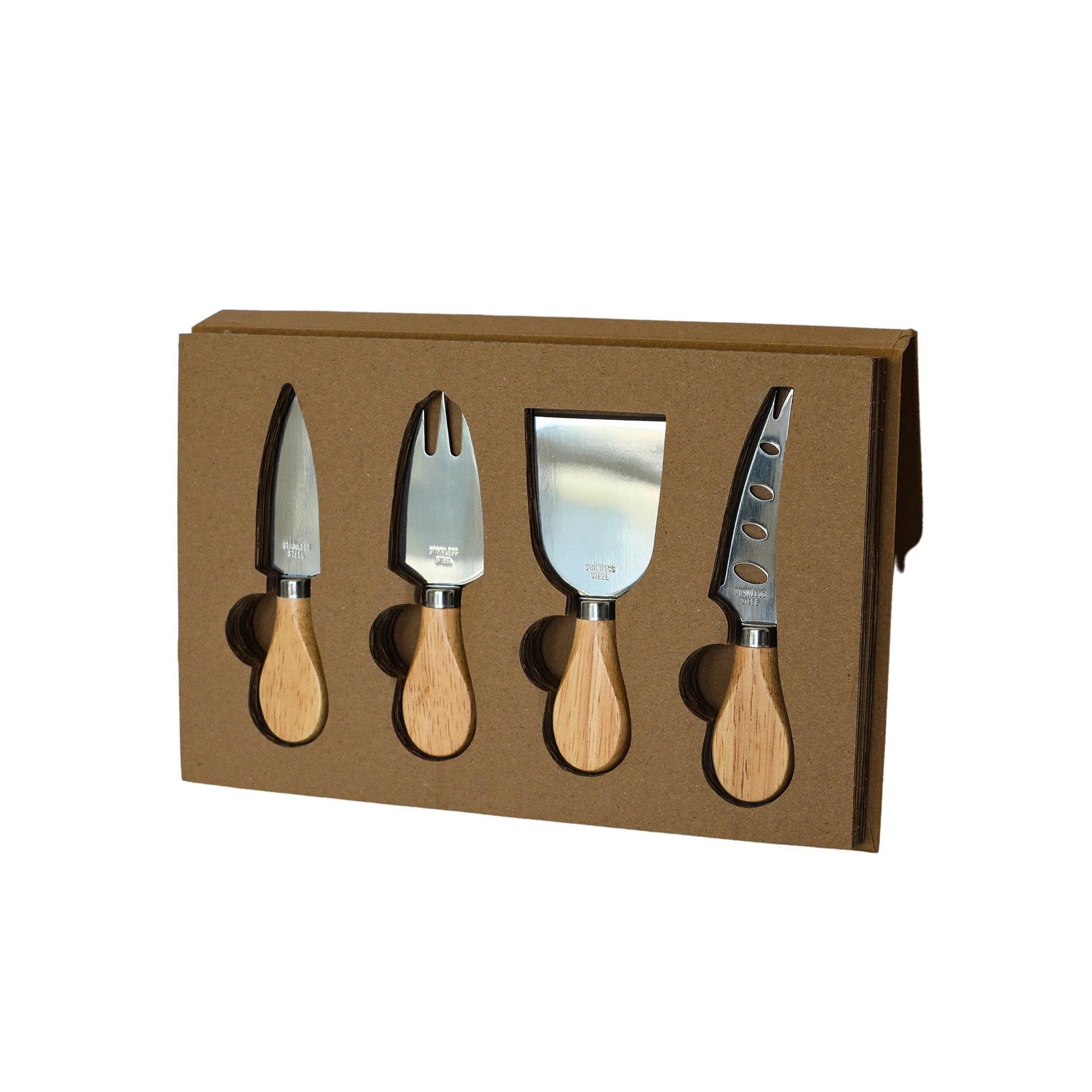 Creative Gifts International Inc. - Vente Couteaux à fromage - Set de 4 couteaux à fromage avec manches en bois0