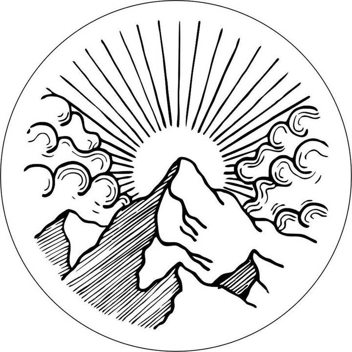 Sunrise On The Mountain White Spare Tire Cover for wholesale by Dirty Acres