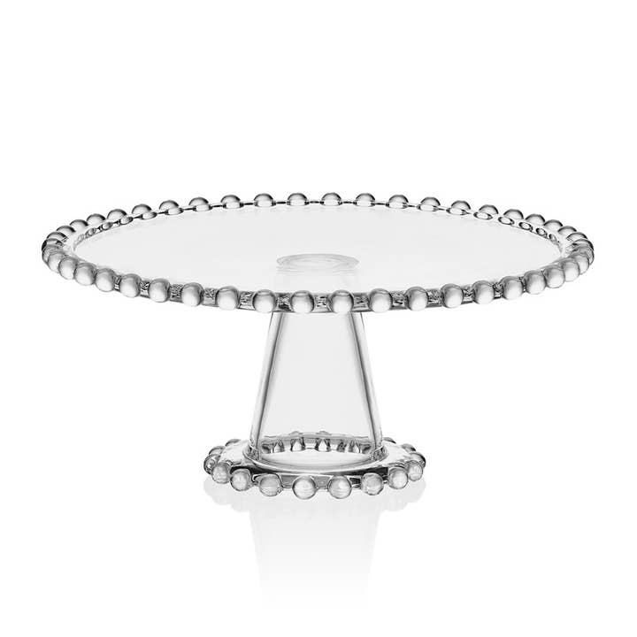 CLEAR Fitz & Floyd Beaded 10.75In Large Cake Stand Brown Bx Pkg for wholesale on Faire
