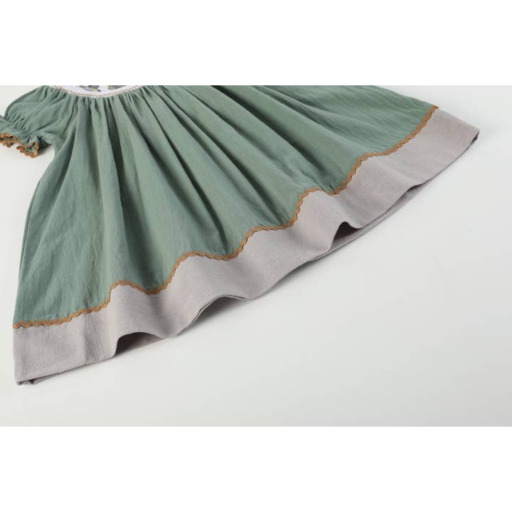 Lil Cactus - Wholesale Dress - Kids - Sage Green Mallard Smocked Bishop Dress