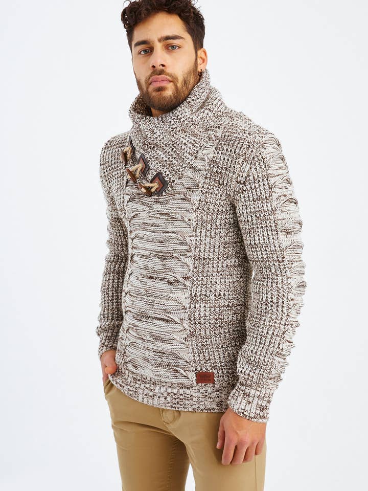 Leif Nelson GmbH - Wholesale Knit Sweater - Men's - Men's Knit Sweater Chunky Knit Shawl Collar LN-557538