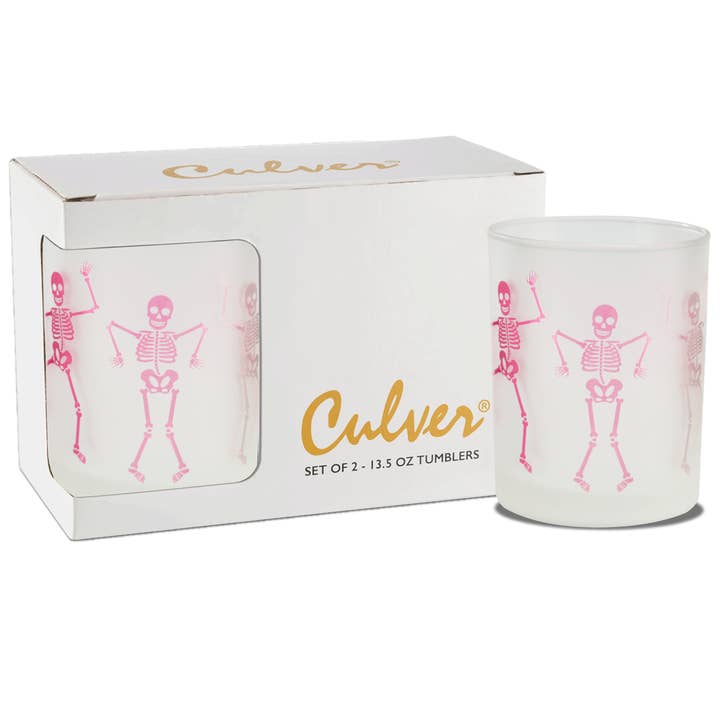 Ensemble de 2 squelettes dansants roses de 14 oz pour la vente par Culver