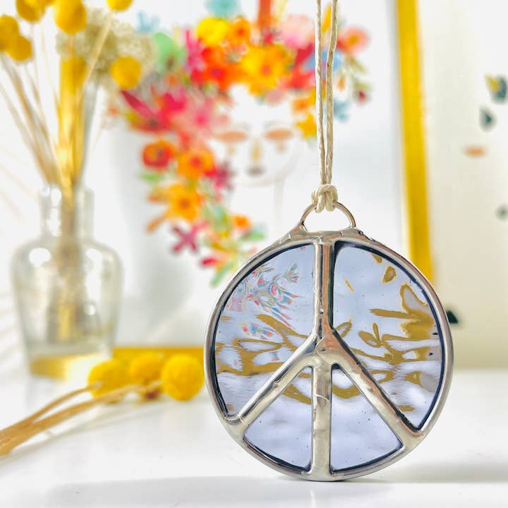 Samara Designs Studio - Wholesale Suncatcher - Glass Peace Sign Suncatcher12