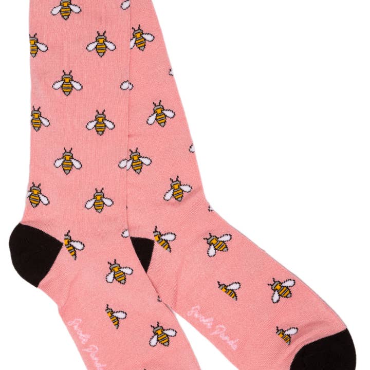 Pink Bumblebee Bamboo Socks (3 pairs) for wholesale by Swole Panda