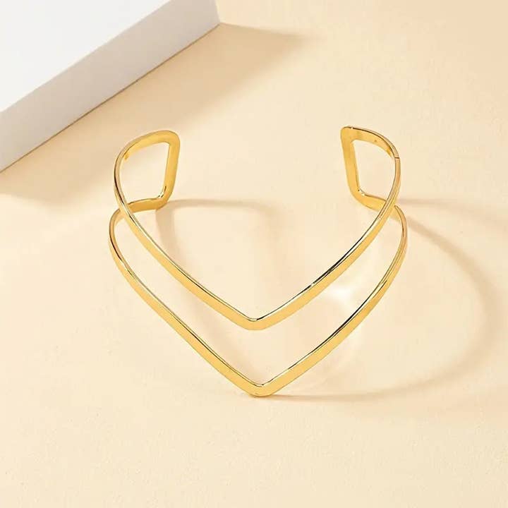 Dipped Shop - Wholesale Cuff Bracelet - V-Shape Simple Open Arm Cuff DPJAC9