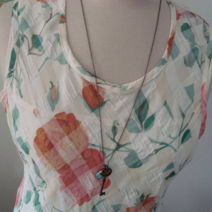 Fuchsia Bloom Studio - Wholesale Pendant/Charm Necklace - Brass Key Necklace With Turquoise and Acorn1