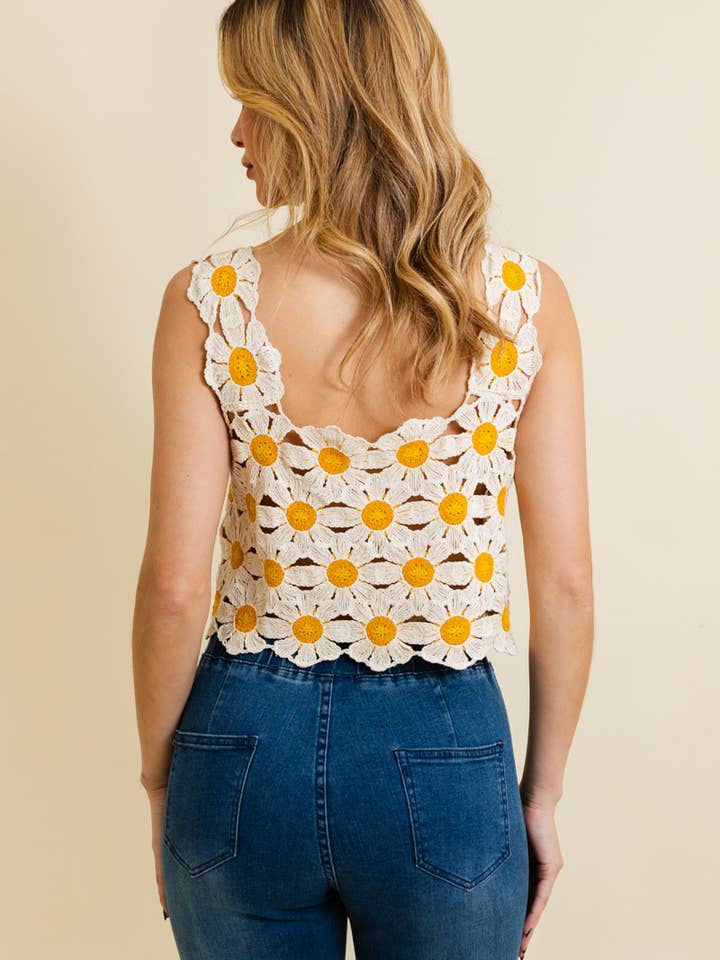 Leto Accessories - Wholesale Knit Top - Women's - Cute Daisy Crochet Crop Top 🌼 | Trendy Summer Fashion
