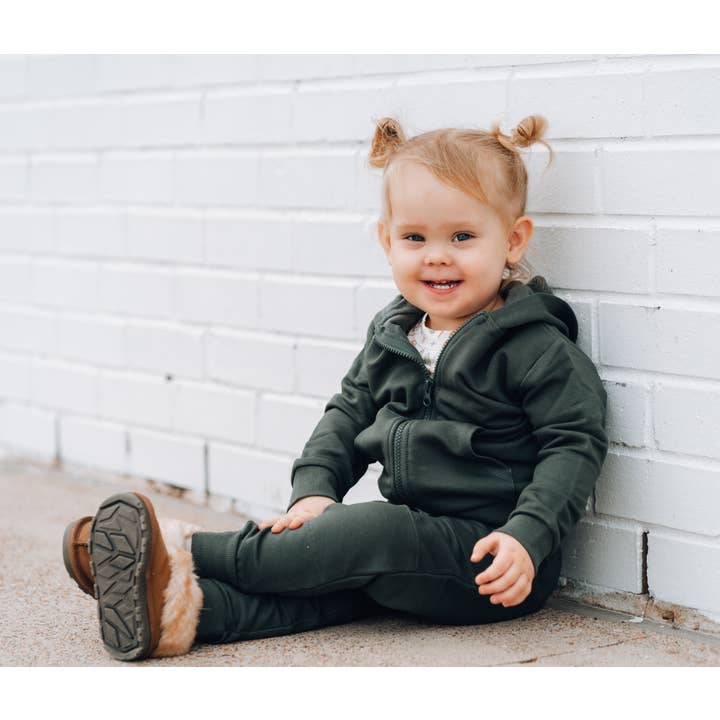 millie + roo - Wholesale Hoodie - Kids - ZIP HOODIE- Moss Bamboo French Terry