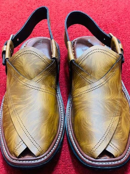 Bedrukte leren herensandalen, handgemaakt Peshawari Kaptaan voor wholesale door vintarust