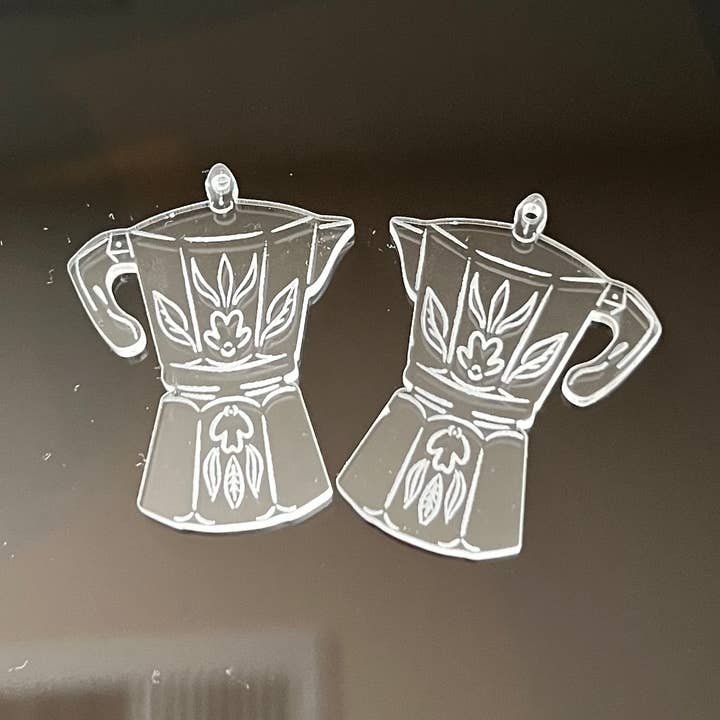 Coffee Clear Acrylic Charm for wholesale by Dahlia Rose Co