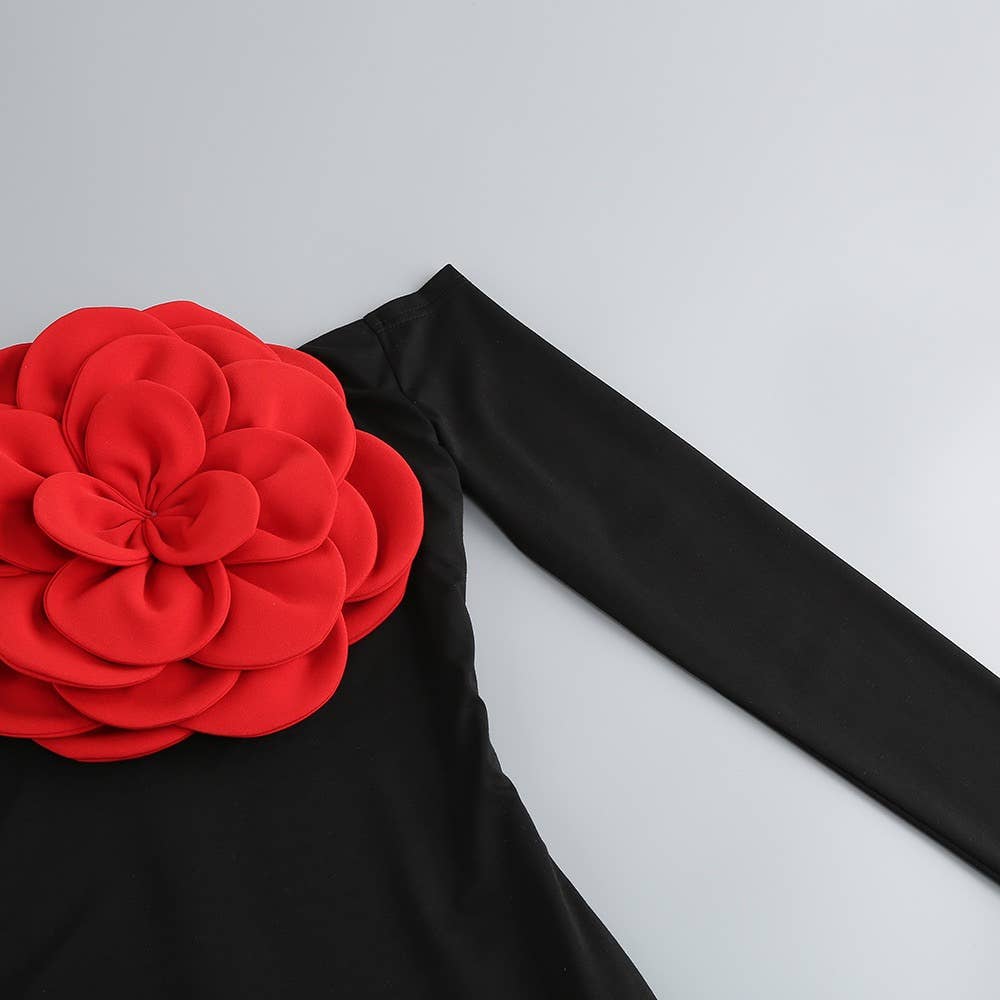 Black SY475 Elegant Floral Tube Top Backless Slit Dress for Women for wholesale on Faire7