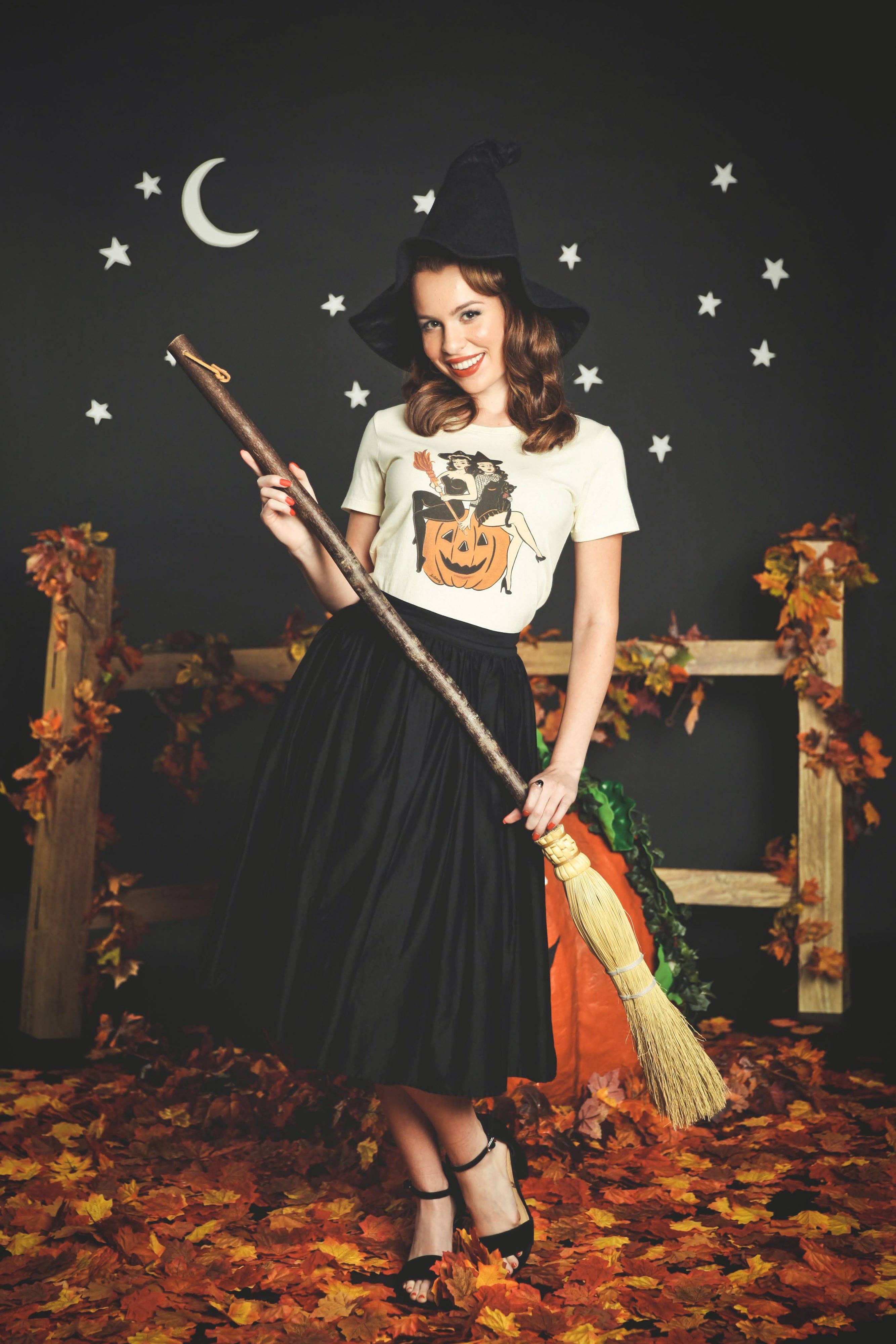 Mischief Made - Wholesale Screen Printed T-Shirt - Women's - Witch Sisters Fitted Tee in Ivory1