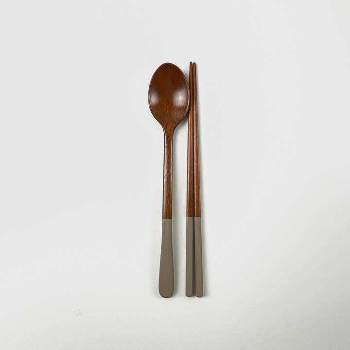 illo - Wholesale Table Spoon (Cutlery) - Pastel Wood Spoon & Chopstick Set