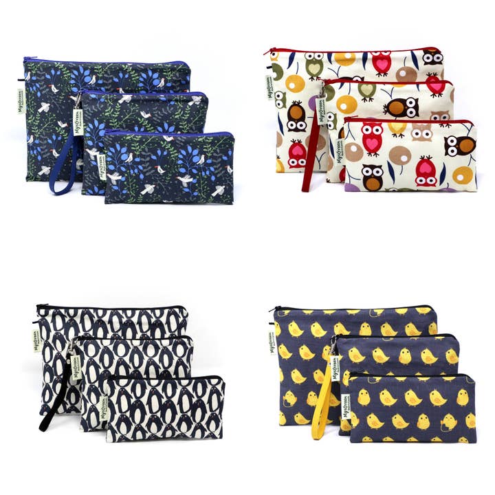 Bird Chicken Owl Penguin Printed Reusable Zipper Pouch Sets for wholesale by MYSGREEN