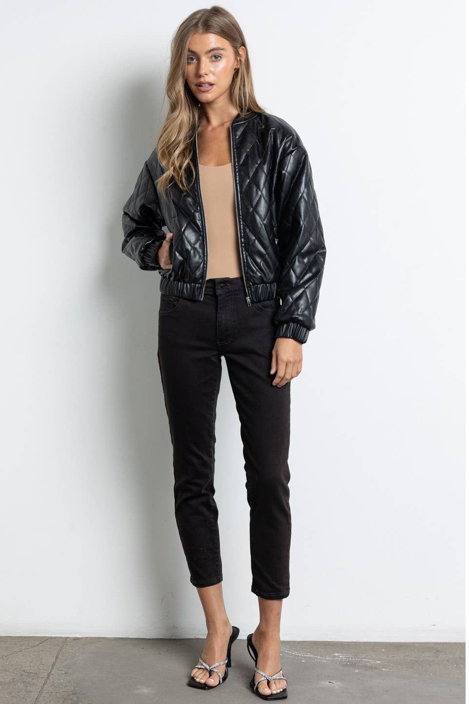 Black IJ2645- Quilted Leather Jacket for wholesale on Faire6