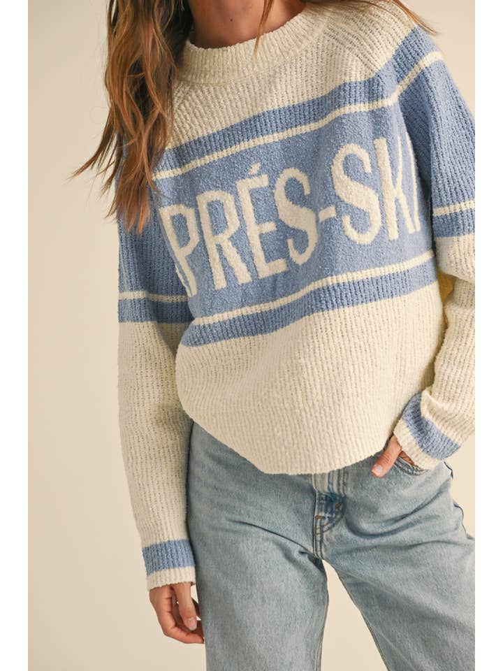 MIOU MUSE - Wholesale Knit Sweater - Women's - T3925 APRES-SKI LETTER FRONT SWEATER TOP