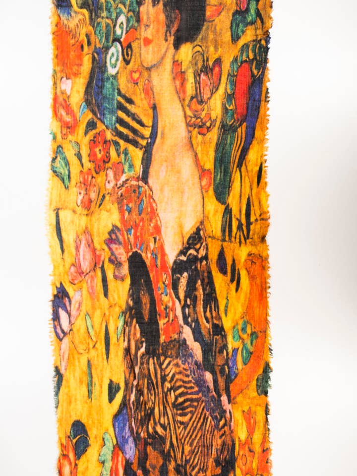 Scarf Wool - Otra Cosa - Klimt Woman On Yellow - 2502 for wholesale by OTRACOSA