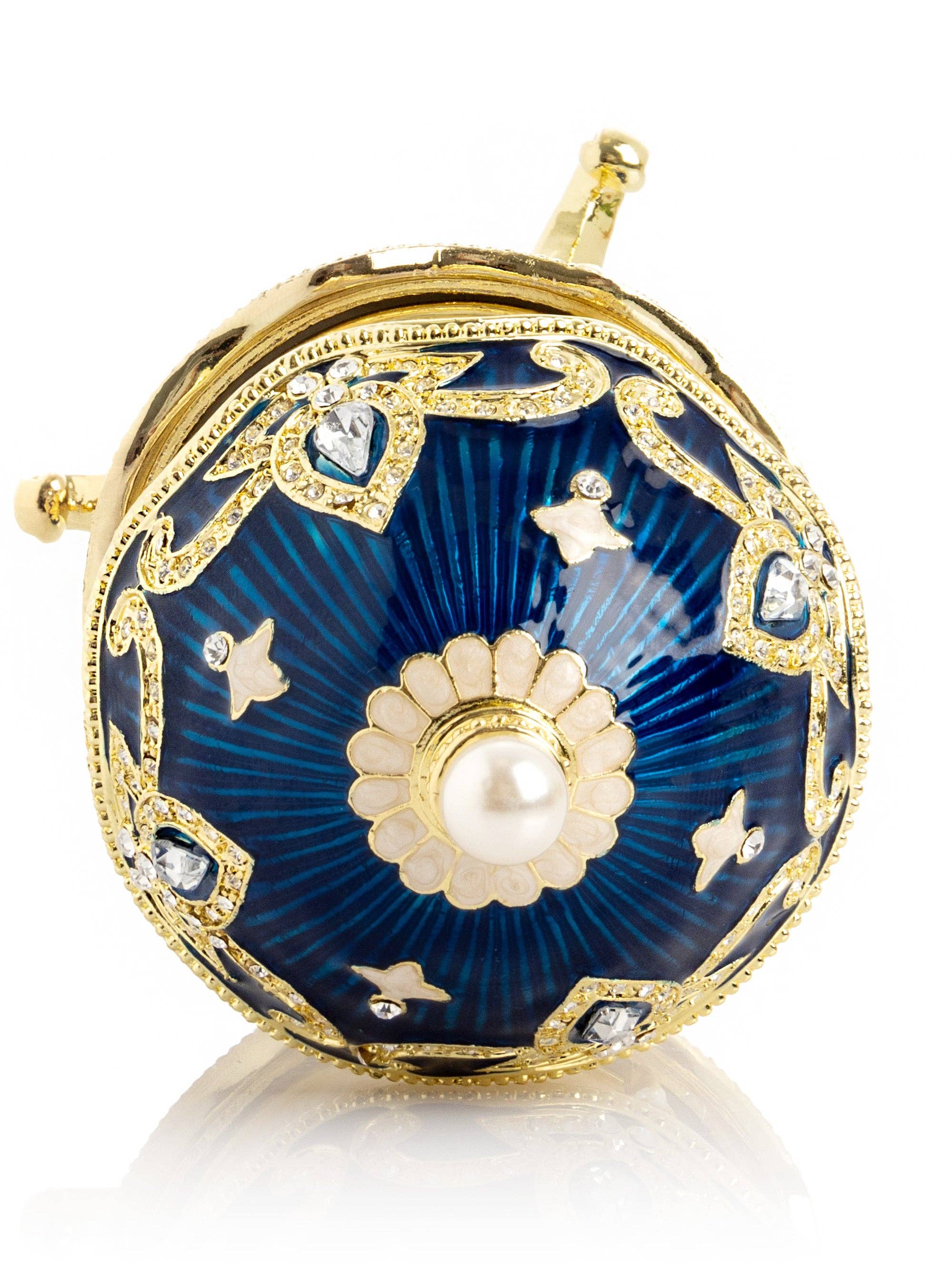 Keren Kopal - Venta al por mayor Cajas decorativas - Huevo de Fabergé con carrusel de caballo de viento azul8