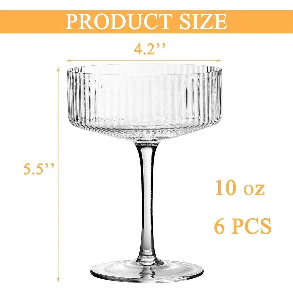 Kiyo Home - Wholesale Cocktail/Liquor Glass - Ribbed Cocktail Glasses (Set of 6)3