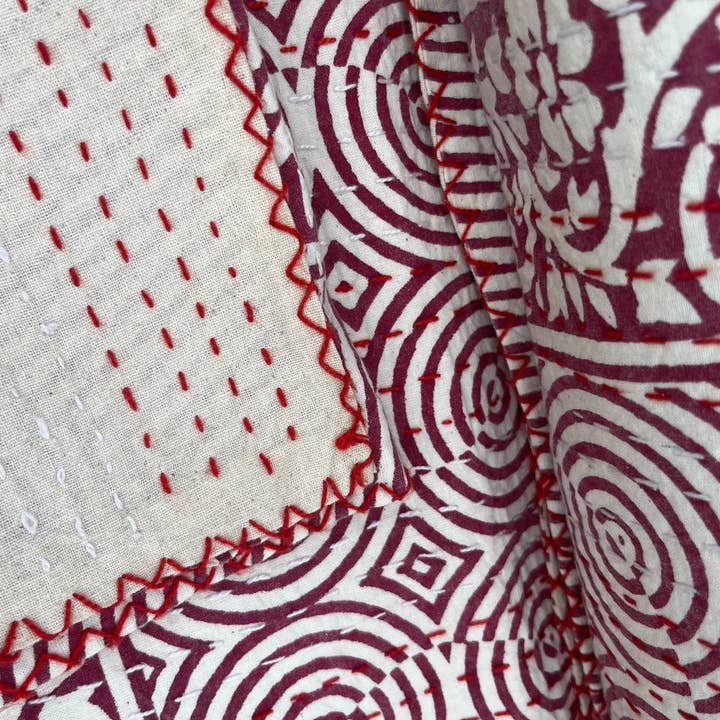 bhavnas boutique – wholesale Quilt – Printed Kantha Quilt Indian Cotton Queen Size Bedding Quilts4