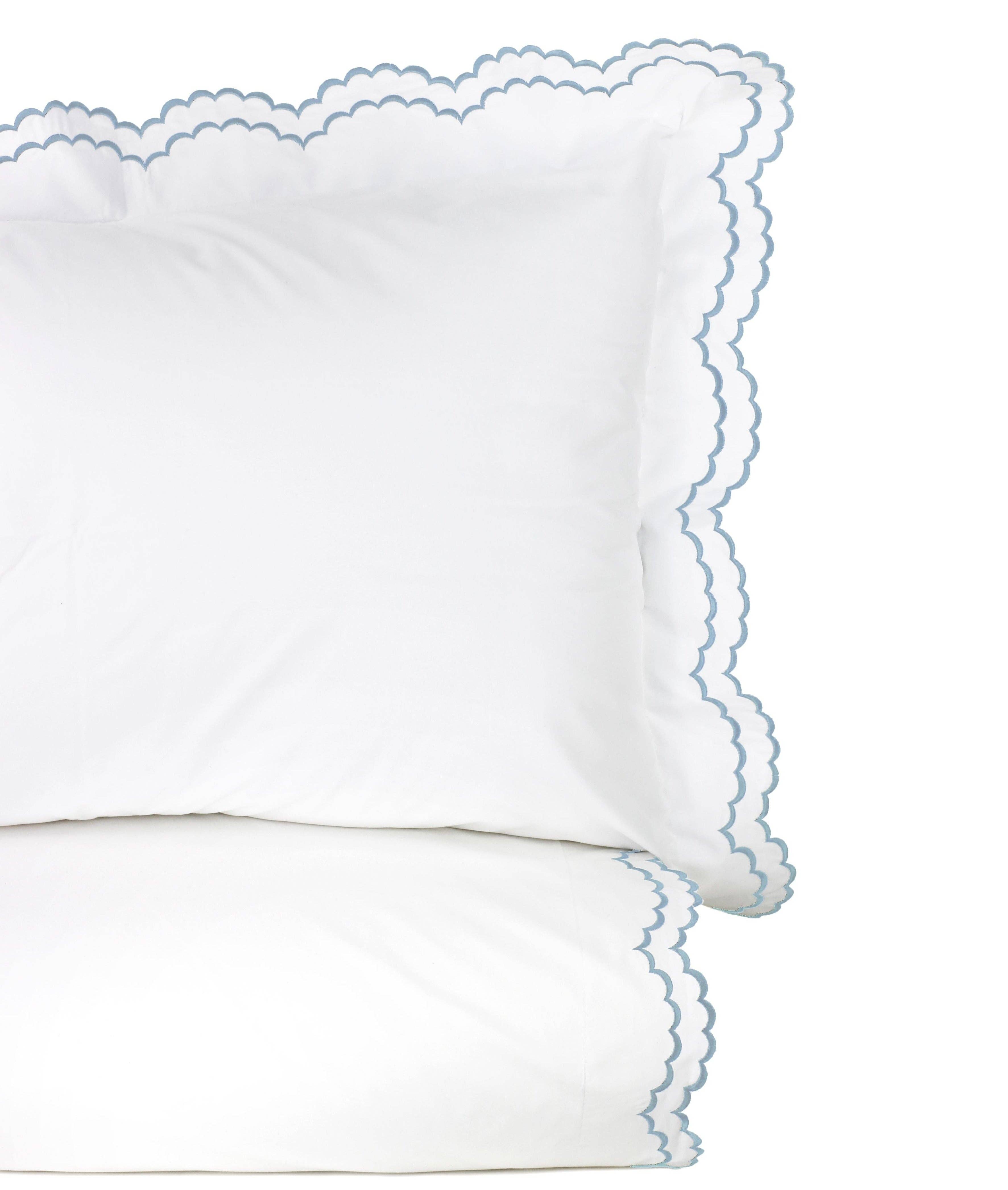 Mélange Home - Vente Housses de couette - Ensemble de housse de couette en percale de coton brodé à double festons6