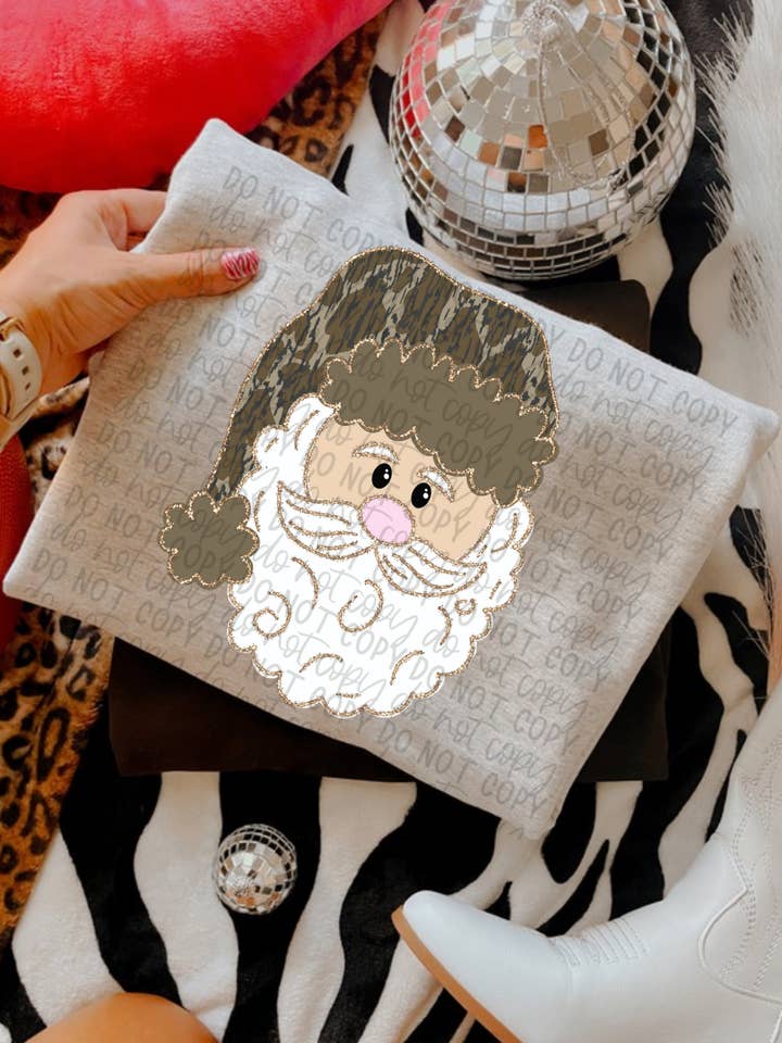 Camo Santa (Gildan Ash Crewneck) for wholesale by Twisted Image Tees Wholesale