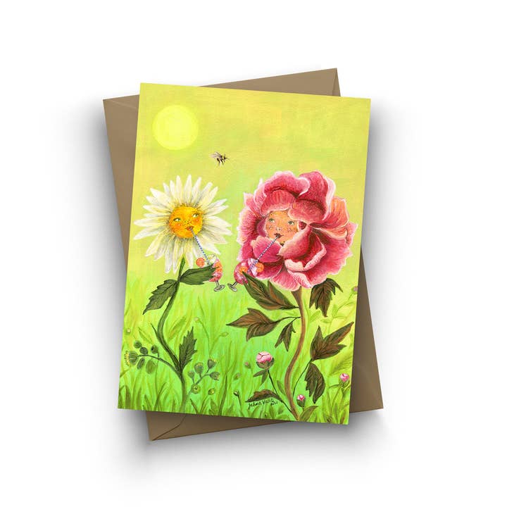 "Happy Hour Flowers" Single Card for wholesale by Jahna Vashti