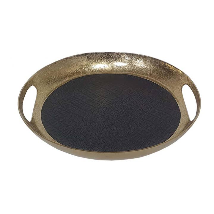 D12x2" Round Decorative Tray with Gold Finish for wholesale by A&B Home Group Inc.