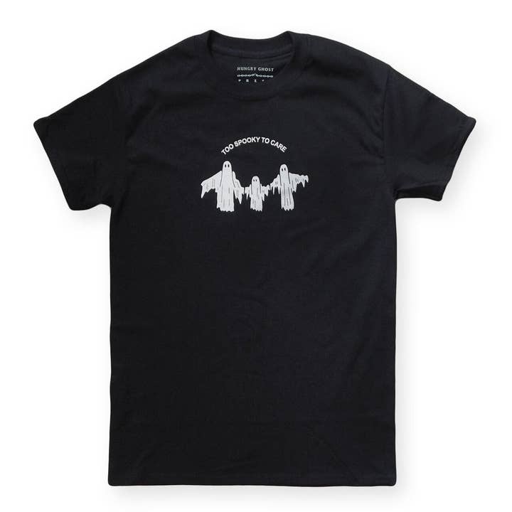 Too Spooky Tee for wholesale by Hungry Ghost Press
