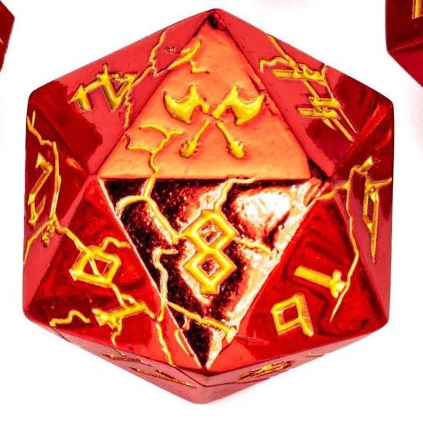 Hymgho Premium Dice - Vente Porte-clés – unisexe - Porte-clés D20 Barbarian - Rouge avec or