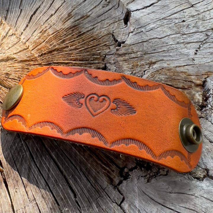 Leather Bandana Slide - Western Heart for wholesale by Lindsay Streem Designs
