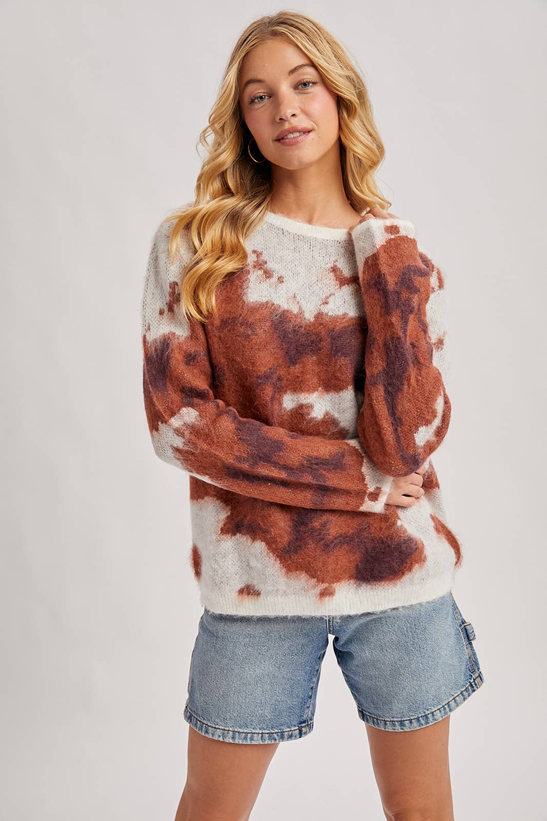 Peace Love Line - Wholesale Knit Sweater - Women's - PL9026 - TIE-DYE FUZZY KNIT SWEATER PULLOVER2