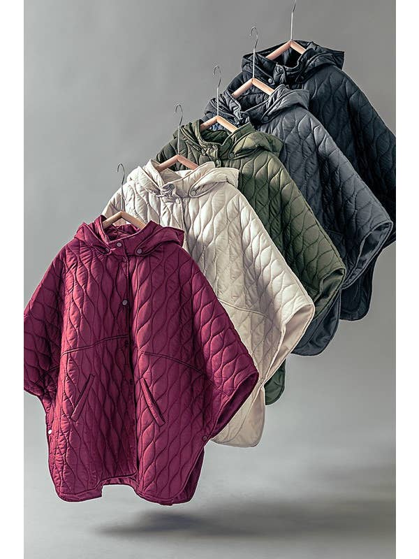 Urban Daizy - Vente Veste sans manches – femme - Cape matelassée à capuche avec motif de vagues et boutons-pression