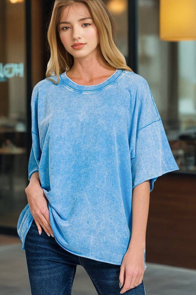 42POPS - Wholesale T-Shirt - Women's - ".._ Washed French Terry Loose fit Top Reg/Plus38