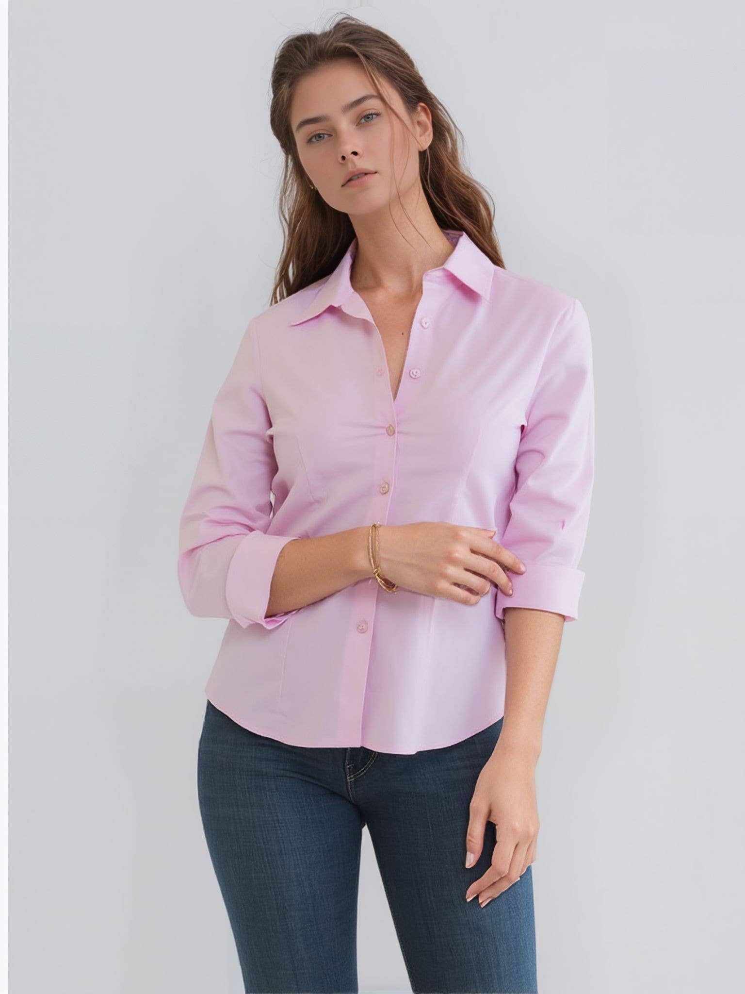 Cezele – wholesale Buttoned-down shirt – Women's – Essential Stretch Poplin Shirt1