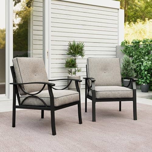 2 Pieces Outdoor Single Sofa, Patio Metal Armchair for wholesale by Heynemo
