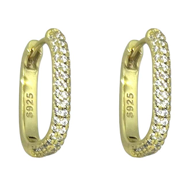 925 vierkant creoolzilver met witte stenen - goud voor wholesale door Style Republic - Carsten Maletz