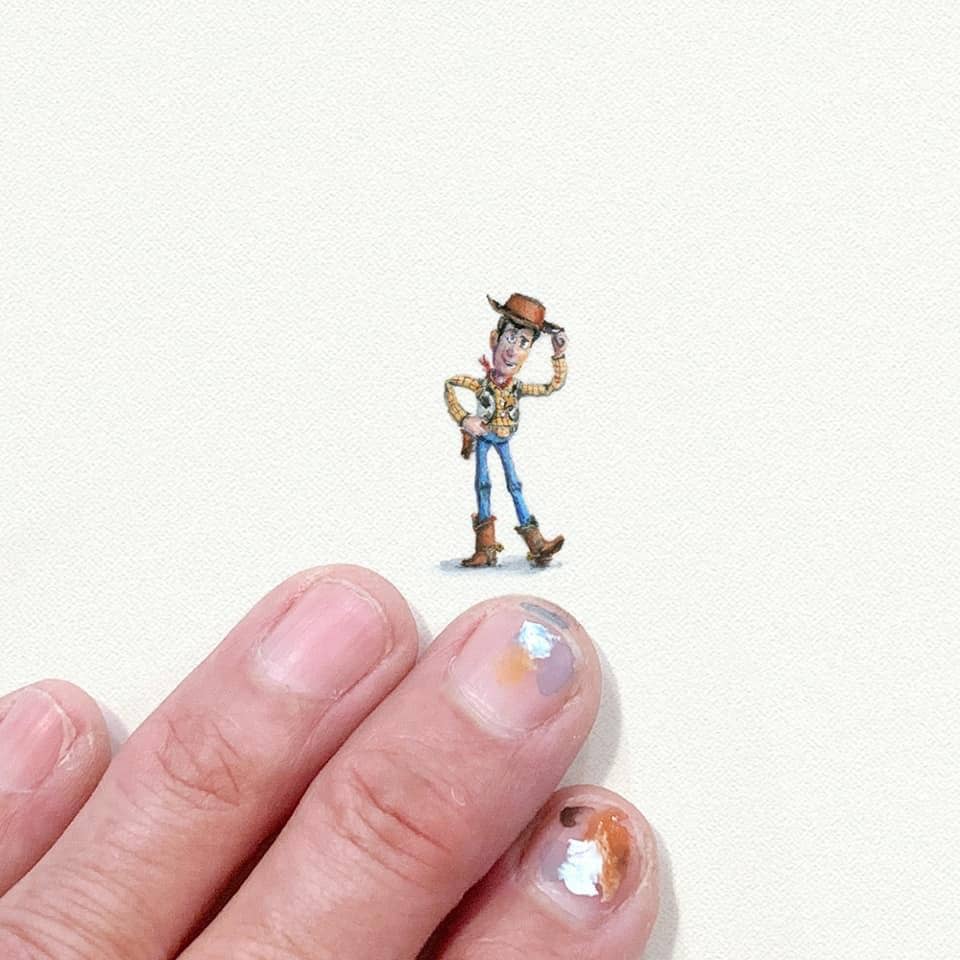 Karen Libecap Tiny Paintings - Wholesale Art Print - Woody Toy Story Miniature Watercolor Painting - Art Print1