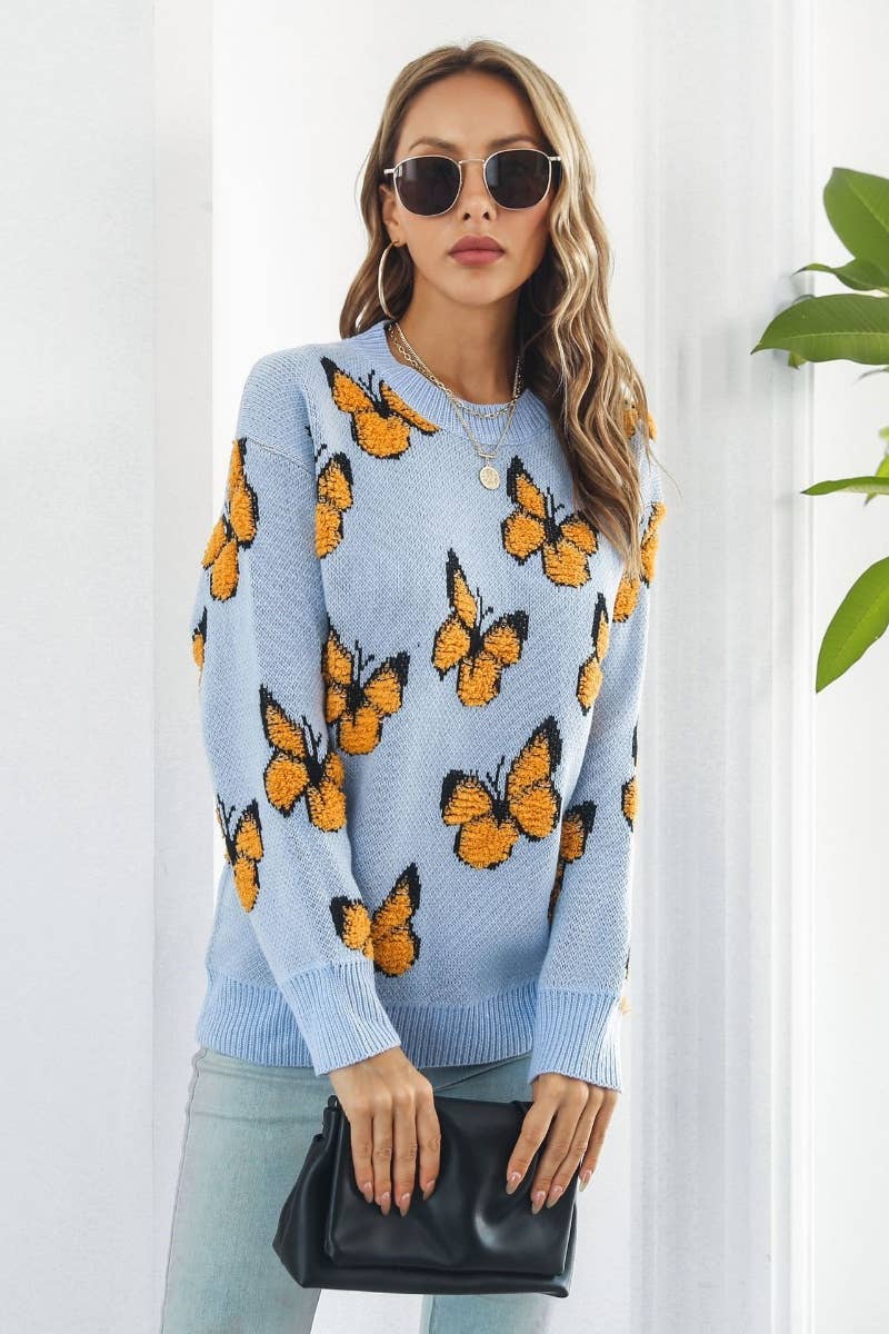 NINEXIS - Wholesale Knit Sweater - Women's - CWOSWL6374_KNIT LOOSE BUTTERFLY LONG-SLEEVED SWEATER3