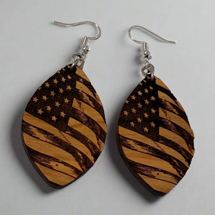 American Flag Dangle Earrings #2 for wholesale by Bead And Beam