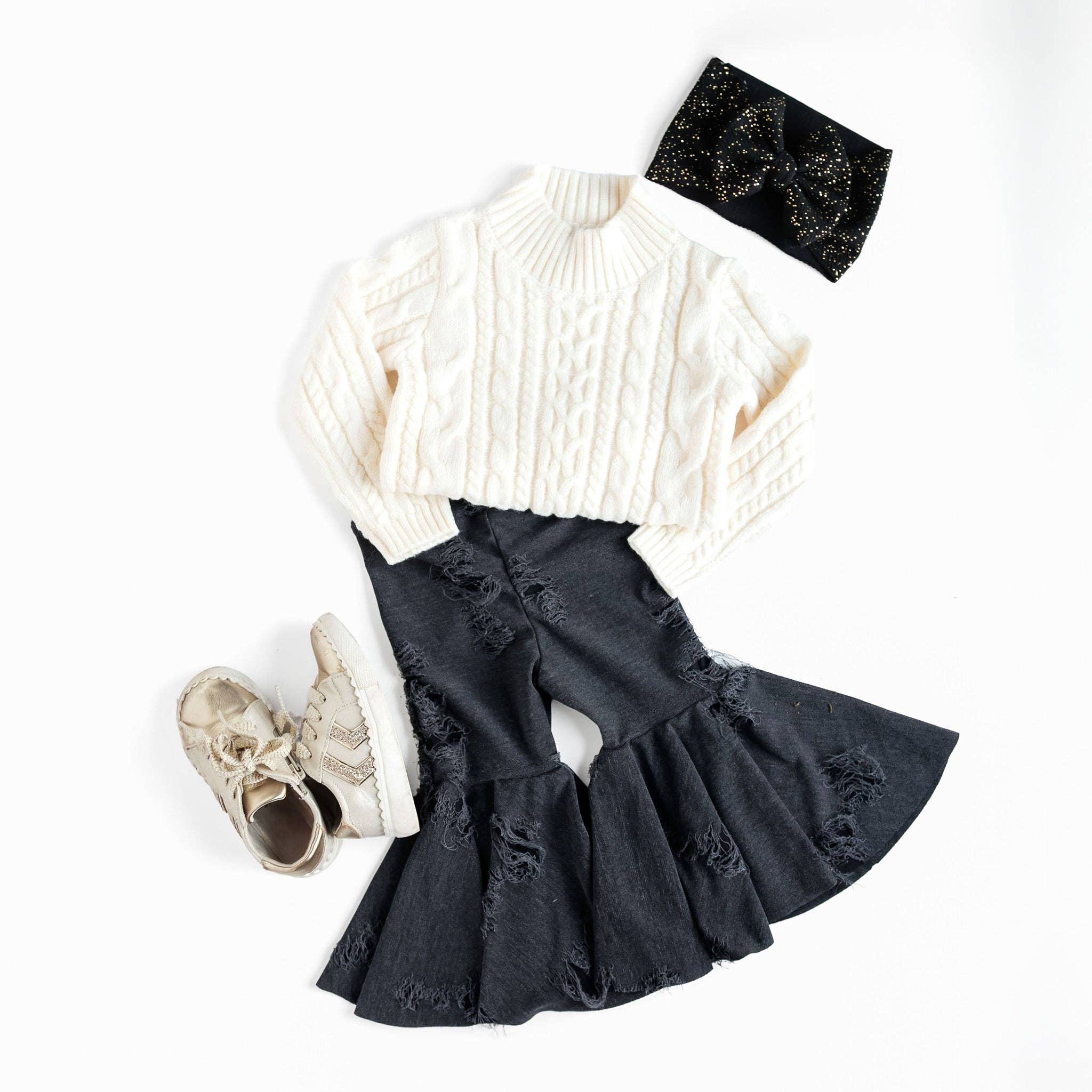 Tiny toes Baby Co - Wholesale Pants - Baby - Distressed Denim Inspired Baby Bell Bottoms5