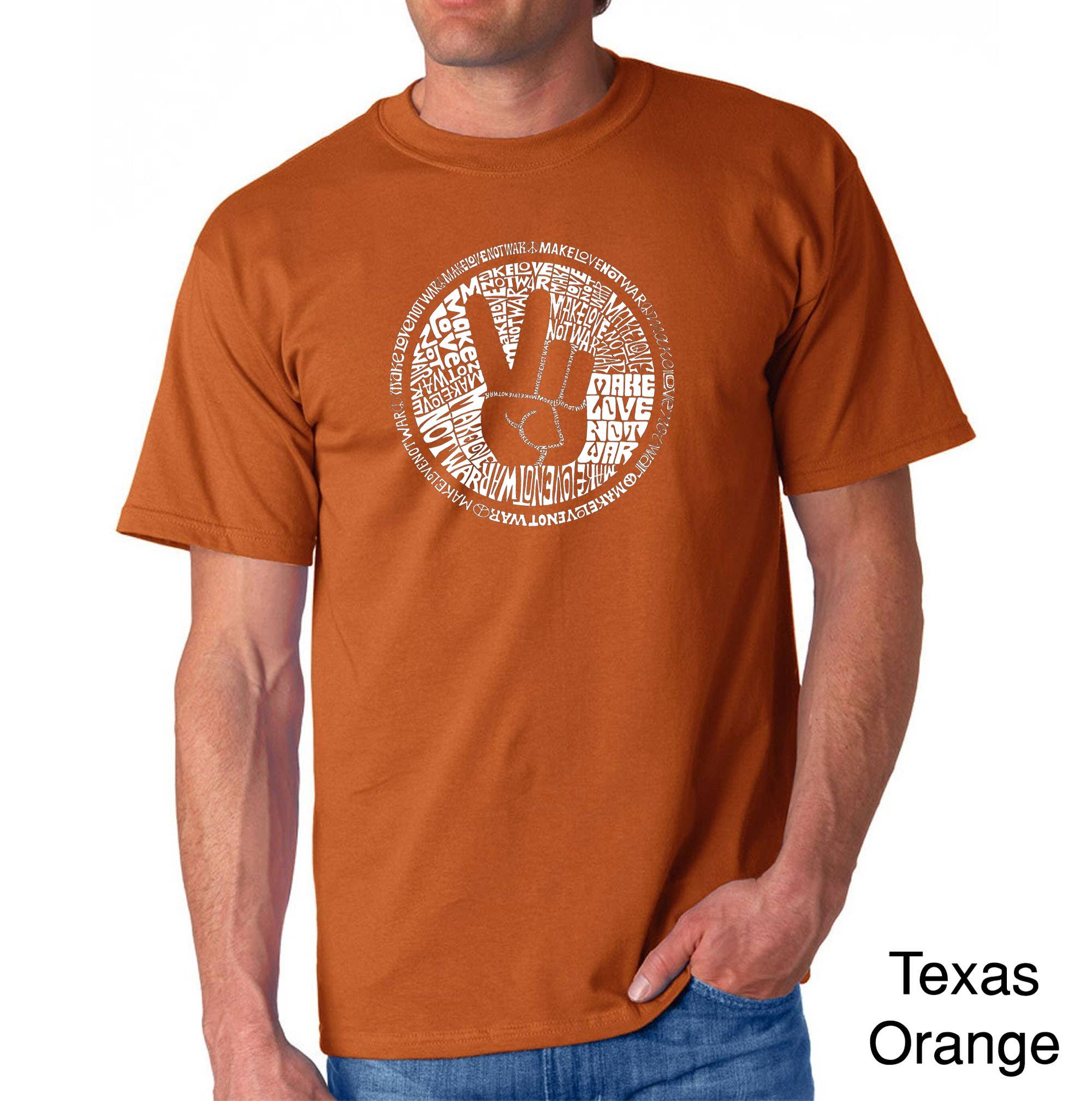 LA Pop Art - Wholesale Screen Printed T-Shirt - Men's - LA Pop Art Men's Word Art T-shirt - MAKE LOVE NOT WAR6