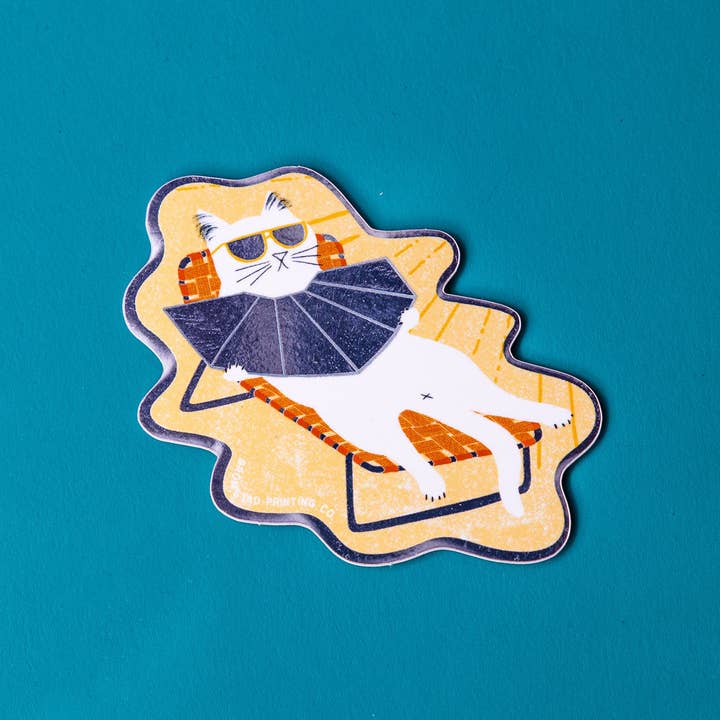 Bromstad Printing Co. - Wholesale Sticker - Sunbathing Cat Mirror Sticker